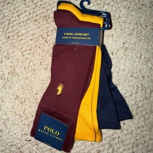 Polo by Ralph Lauren Men's Socks - Maroon, Gold, and Dark Blue